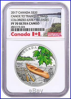 2017 Canada Canoe Tranquil Times 1 oz Silver Colorized NGC PF70 UC ER SKU48362