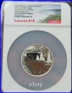 2017 Canada Endangered Animal Cutout Caribou Silver $30 NGC PF69 Early Releases