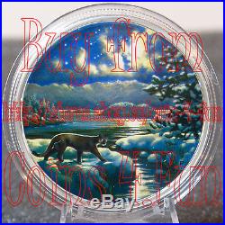 2017 Canada Glow-In-The-Dark Animals in Moonlight #1 Cougar 2 oz $30 Silver Coin