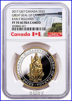 2017 Canada Great Seal 1 oz Silver Gilt Proof $25 Coin NGC PF70 UC ER SKU49405