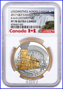 2017 Canada Locomotives 4-4-0 1 oz Silver Gilt PF $20 Coin NGC PF70 UC SKU49011