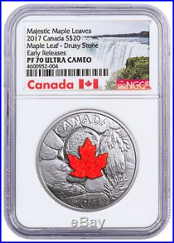 2017 Canada Majestic Maple Leaves Drusy Stone 1oz Silver NGC PF70 UC ER SKU49965