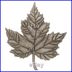 2017 Canada Maple Leaf Shaped 1 Kilo Silver Antiqued $250 NGC MS70 ER SKU50141