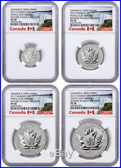 2017 Canada Maple Leaf Trbte Silver Reverse PF 4-Coin Set NGC PF70 ER SKU49110
