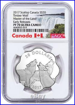 2017 Canada Master Land Timber Wolf Scalloped Silver $20 NGC PF70 UC ER SKU51581