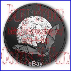 2017 Canada Nocturnal by Nature #2 The Bat $20 Rhodium plated Pure Silver Coin
