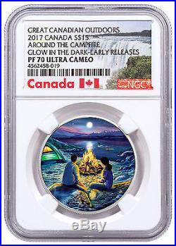2017 Canada Outdoors Campfire 1 oz Silver Glow Dark $15 NGC PF70 UC ER SKU48605
