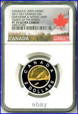 2017 Canada S$2 150th Ann Gilt Home Native Land Dance Of The Spirits NGC PF70 UC