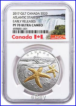 2017 Canada Sea Atlantic Starfish 1 oz Silver Gilt $20 NGC PF70 UC ER SKU49409
