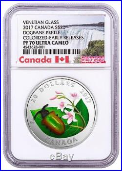2017 Canada Silver $20 Venetian Glass Dogbane Beetle PF70 UC ER NGC Coin