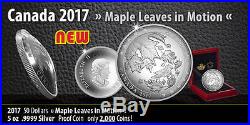 2017 Canada Silver $50 Maple Leaves In Motion Curved PF70 UC ER NGC Coin