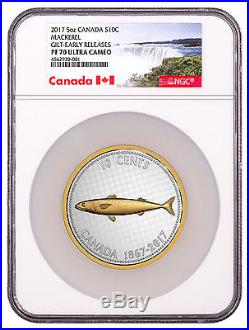 2017 Canada Silver 5 oz Mackerel Gilt PF70 UC ER NGC Coin POP=1 RARE