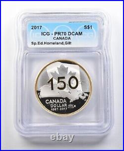 2017 Canada Silver Dollar Homeland Gilt PR70 DCAM ICG 0284