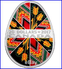 2017 Canada Traditional Ukrainian Pysanka 1OZ $20 Egg Shaped Pure Silver Coin