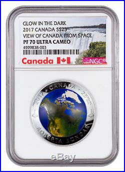 2017 Canada View from Space Domed 1 oz Silver Glow Dark $25 NGC PF70 UC SKU49725