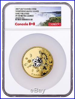 2017 Canada Whispering Maple Leaves 3 oz Silver Gilt $50 NGC PF70 UC ER SKU48585