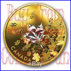 2017 Canada Whispering Maple Leaves 3oz $50 Reverse Gold-Plated Pure Silver Coin