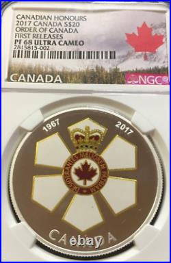 2017 Canadian Honours Order of Canada NGC Graded Silver $20 proof PR 68