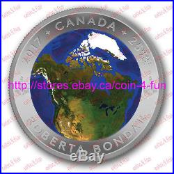 2017 Glow-In-The-Dark A View of Canada From Space $25 Silver Convex Coin