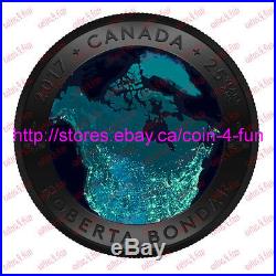 2017 Glow-In-The-Dark A View of Canada From Space $25 Silver Convex Coin