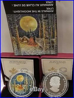 2017 Moonlight Glow-in-Dark 2OZ Pure Silver $30 Canada Lynx Coin, Mintage 4000
