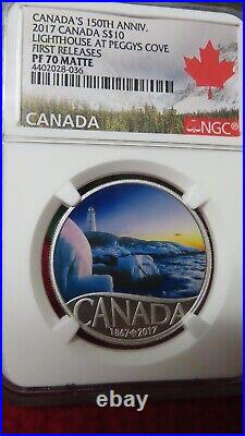 2017 Peggy's Cove Lighthouse. 999 Silver Celebrating Canada' 150th $10 NGC PF70 2017 Peggy's Cove Lighthouse. 999 Silver Celebrating Canada' 150th $10 NGC PF70