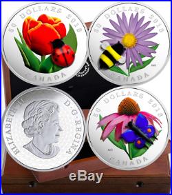 2018 3Coins Set Murano Best 3 $50 5OZ Silver Proof Canada Ladybug Bee Butterfly