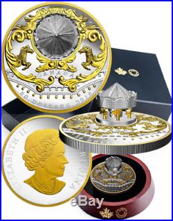 2018 Antique Carousel $50 6OZ Pure Silver Gold-Plated Proof Coin Canada