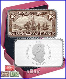 2018 Arrival Cartier Quebec1535 $20 Silver Coin 1608-1908 20-cent Canada Stamp
