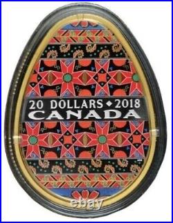 2018 CANADA $20 SILVER 1oz. Proof Golden Spring Ukrainian Pysanka Egg RARE