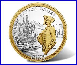 2018 CANADA Silver Dollar 240th Ann Capt Cook at Nootka Sound Gold Plated Dollar