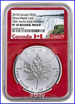 2018 Canada 1 oz Silver Maple Leaf Incuse Reverse PF NGC PF70 UC ER Red SKU52802