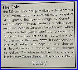 2018 Canada 1oz Fine Silver $20 Geometric Fauna Grey Wolves #27-18