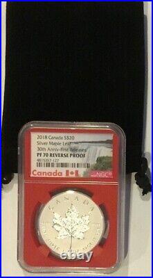 2018 Canada $20,1oz Silver Maple Leaf NGC PF70 Rev 30th Anniversary- First Rel
