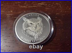 2018 Canada $30.9999 Fine Silver Coin-Zentangle Art The Great Horned Owl