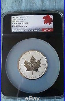 2018 Canada $50 3oz Silver Maple Leaf INCUSE Reverse Proof NGC PF70 FDOI