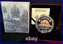 2018 Canada 5¢ SILVER 99.99% 5 OZ BIG COIN SERIES ROSE GOLD PLATE withBOX/CASE/COA