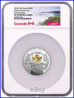 2018 Canada Golden Maple Leaf 2 oz Proof Silver Gilt $30 NGC PF70 UC ER SKU50077