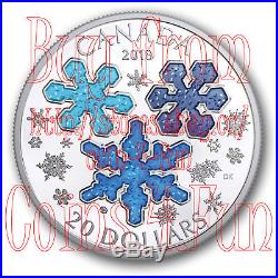 2018 Canada Ice Crystals 1 oz $20 Pure Silver Coin with Ice Blue Sparkle Enamel