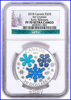 2018 Canada Ice Crystals 1 oz Silver Enameled Proof $20 NGC PF70 UC ER SKU49983