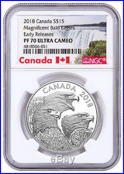 2018 Canada Magnificent Bald Eagles 1 oz Silver $15 NGC PF70 UC ER SKU53483