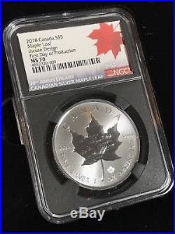 2018 Canada Silver $5 Maple Leaf, Incuse Design, FIRST DAY OF PRODUCTION