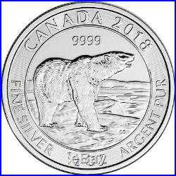 2018 Canada Silver Polar Bear 1/2 oz $2 BU 1 Roll 20 Coins in 1 Tube