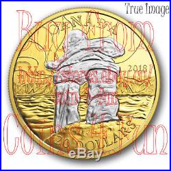2018 Canada's Iconic Inukshuk Guiding the Way $20 Pure Silver Gold Plated Coin