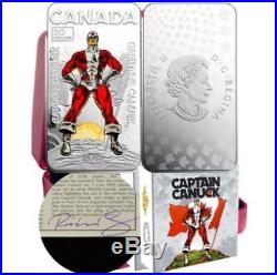 2018 Captain Canuck $20 1 OZ Pure Silver Proof Coloured Coin Canada SIGNED