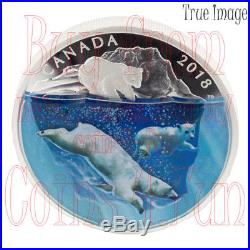 2018 Dimensional Nature Polar Bears $30 2 OZ Pure Silver Proof Coin Canada