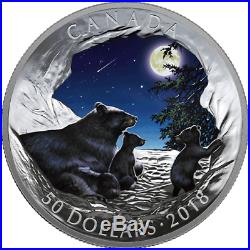 2018 Moonlight Tranquility Nature's Light Show $50 5OZ Silver Glow Coin Canada