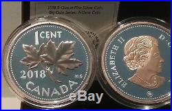 2018 Penny Big Coin Maple Leaf 1-Cent 5OZ Pure Silver Proof Coin Canada