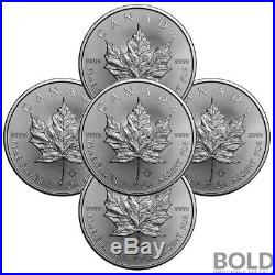 2018 Silver 1 oz Canada Maple Leaf (5 Coins)