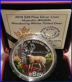 2018 Wandering WhiteTailed Deer $20 1OZ Silver ProofCoin Canada MajesticWildlife